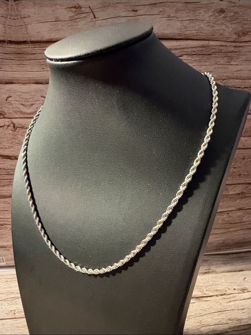 Stainless Steel Silver Rope Chain  Necklace - Silver 18”